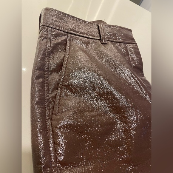 Ladies Aritzia Babaton brown faux leather crops - Picture 2 of 10